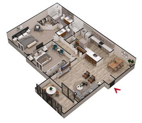 2 bed 2 bath B3 Floor Plan at Parc at 1875, Georgia